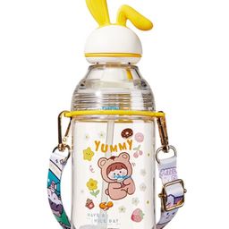 FunBlast Tritan Water Bottle with Straw & Adjustable Strap White  400 ML-picture-4