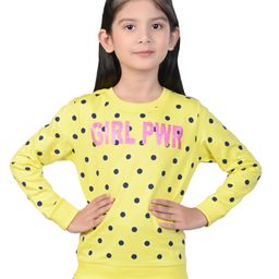 3PIN Full Sleeves Polka Dots Graphic Printed Sweatshirt - Yellow-picture-38