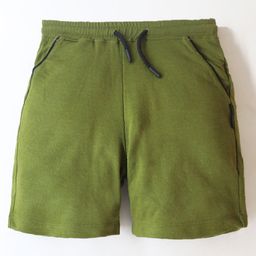 Cherry Crumble By Nitt Hyman Solid Shorts With Side Pockets - Olive Green-image-11