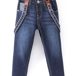 Babyhug Full Length Solid Color Stretchable Denim Jeans - Blue-image-30