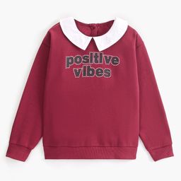 Honeyhap Premium Cotton Rich Brushed Fleece Full Sleeves Sweatshirt With Bio Finish Text Print - Persian Red-picture-41