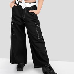 Naughty Ninos Solid Cotton Cargo Pant - Black-image-23