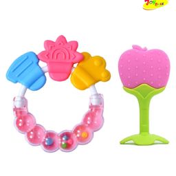 Joy Buzz Baby Silicone Fruit Teether & Rattle Teether Combo Pack Of 2 - Pink-21