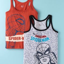 Bodycare Cotton Knit Sleeveless Vests with Spiderman Print Pack of 2 - Red & Grey-image-39