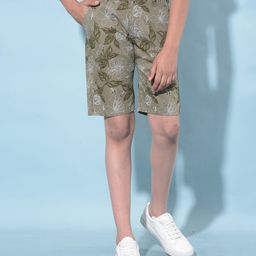 CRIMSOUNE CLUB Floral Printed Shorts - Olive Green-image-17