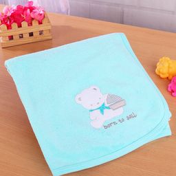 Simply Terry Cotton Knit Teddy  Embroidery Towel & Wrapper  L 80 x B 80 cm -  Aqua Blue-picture-11