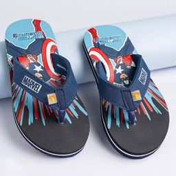 Toothless Avengers Featuring Caption America Designed  Flip Flops - Black & Blue-image-15
