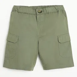 Campana 100% Cotton Woven Solid Cargo Shorts - Sage Green-picture-1