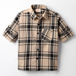 Rikidoos Full Sleeves Checked Shirt - Khaki-image-43