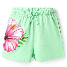 Pine Kids Looper Knit Mid Thigh Shorts with Floral Print - Light Green-image-65