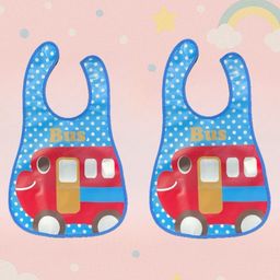 Badal Kidz Plastic Waterproof Baby Feeding Apron with BIB 2 bus design - Blue &Blue (Pack of 2)-picture-30
