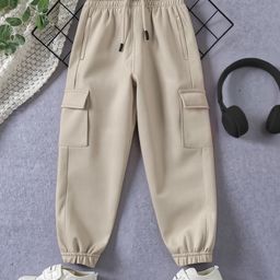 Trampoline Terry Knit Solid Cargo Joggers - Beige-picture-46