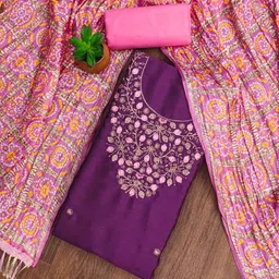 LeeliPeeri Designer Embroidered Unstitched Dress Material-image-21