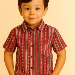 YK Boys Vertical Striped Spread Collar Casual Shirt-picture-35