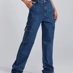 Aadvi Fashion Women Relaxed Straight Leg Straight Fit High-Rise Cargos Trousers-image-44