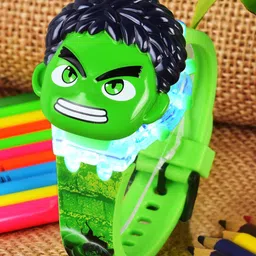 Shocknshop Kids 3D Musical Cartoon Dial & Straps Digital Multi Function Watch WCH349 Hulk-picture-2