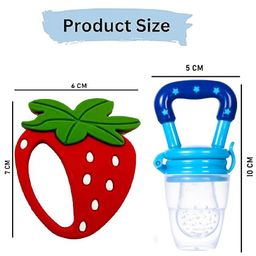 Enorme Silicone Strawberry Shape Red Mini Teething Soft Teether with Silicone Fruit and Food Nibbler Pacifier for Babies image 3
