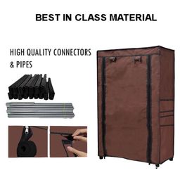 Urban Choice 4-Shelves Durable Metal Frame Modular Shoe Rack with 10-Inch Gapping in each Shelf & 100 GSM Fabric in Brown image 3
