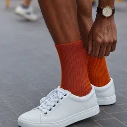 Thela Gaadi Unisex Calf length Ribbed Socks-15