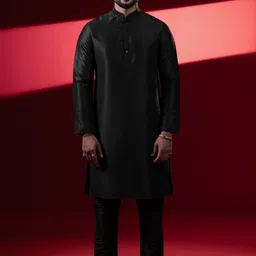 TheEthnic.Co Mandarin Collar Regular Straight Kurta with Trousers & Jacket-picture-10