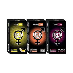 noTTy Boy Men Set of HardCore + LoveLust + SixtyNine Lubricated Condoms - 10 pcs each-15