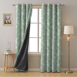 BFAM Green & White Floral Printed Black Out Long Door Curtain-image-74