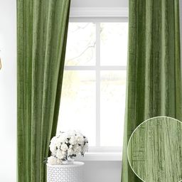 RIDHAAN Green Textured Room Darkening Door Curtain-27