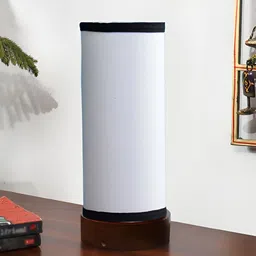 Devansh White Wooden Contemporary Cylindrical Shaped Table Lamp-17