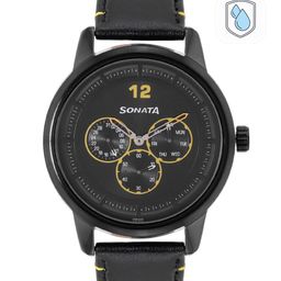 Sonata Men Leather Straps Analogue Watch NP7139NL01-43