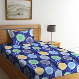 Arrabi Multicoloured Ethnic Motifs Printed 300 TC Single Bedsheet with 1 Pillow Covers-22