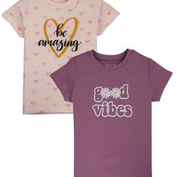 Gini and Jony Pack Of 2 Typography Printed Cotton Tshirts-image-88