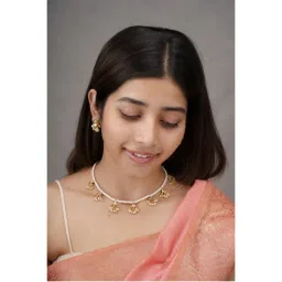 AARSEE OFFICIAL White Champakali Necklace With Earrings-picture-8