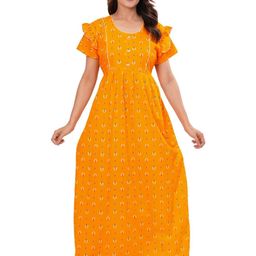 HARGUN NIGHT WEAR Women Yellow Nightdress-image-78