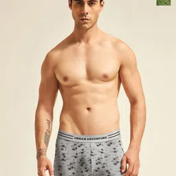 URBAN ADVENTURE Pack Of 2 Printed Moisture Wicking Trunks 2UAM-015-P(GRN-LT GRY)-picture-7