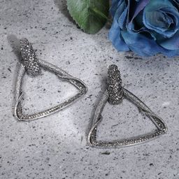 DressBerry Gold-Plated Crystals Studded Triangular Shaped Drop Earrings-9