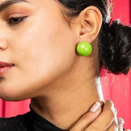 Niscka Gold-Plated Artificial Beaded Circular Shaped Studs image 5