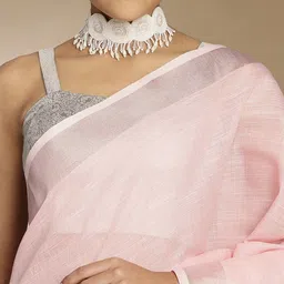 Anouk Solid Saree with Zari Border image 5