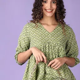 V-Mart Printed Cotton V-Neck Three-Quarter Sleeves Empire Top-image-74