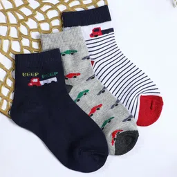 YK Infant Boys Pack Of 3 Patterned Ankle Length Socks-image-87