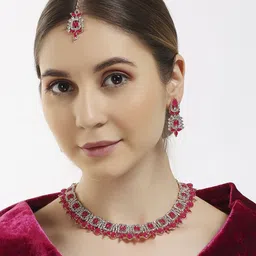 Anouk Rose Gold-Plated Stone-Studded Jewellery Set-10