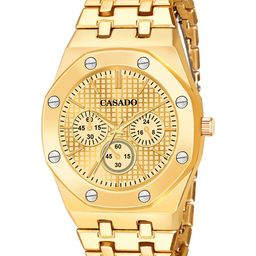 CASADO Men Patterned Dial & Bracelet Style Straps Analogue Watch CSD-626-GOLD-GOLD-HBLT-image-78