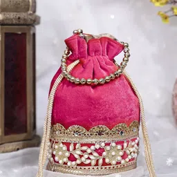 SKIMMER Embroidered Tasselled Potli Clutch-18