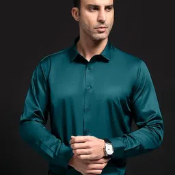 INDOPRIMO Men Solid Spread Collar Satin Formal Shirt-picture-39