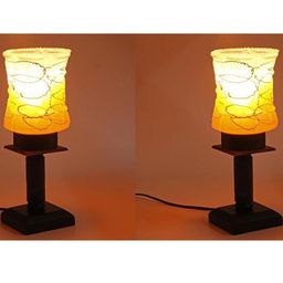 SOMIL Orange Printed Glass Table Lamp-image-24