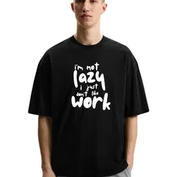 Fashnobic Men Typography Printed Round Neck Cotton Oversized T-shirt-image-59