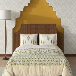 tundwal's Green & White Printed Pure Cotton 210TC King Bedsheet Sets- 2.74 m x 2.74 m-image-30