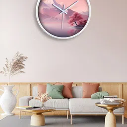 OLIVE TREE White & Pink Printed Contemporary Wall Clock-image-90