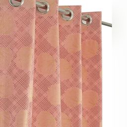 Aura Pink & Gold-Toned 3 Pieces Ethnic Motifs Printed Velvet Window Curtains-picture-31