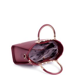 WOMEN MARKS Checked PU Structured Handheld Bag with Cut Work image 2