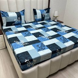 Pure Decor Velar Sib Blue Printed Pure Cotton 250 TC King Bedsheet Set 2.74m X 2.74m-image-54